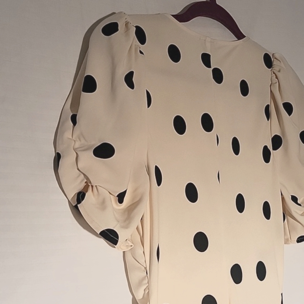 A New Day Hi-Lo Womans Beige with Black Polka Dot Dress, Size: XS, NWT - Picture 8 of 11